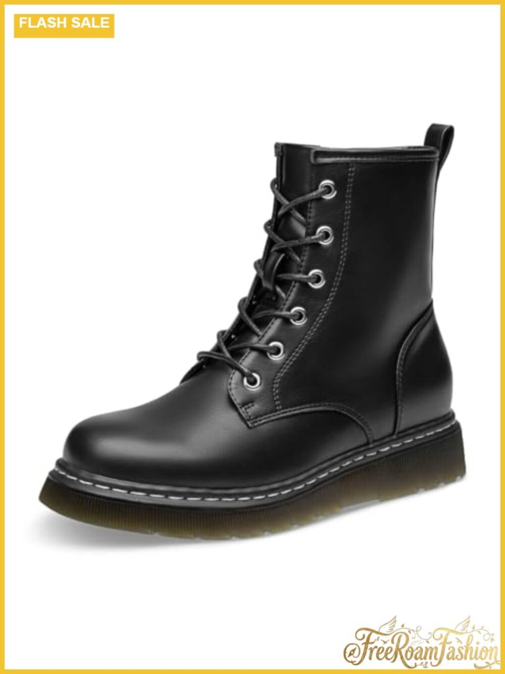 Women's Faux Leather Lace-Up Platform Combat Ankle Boots